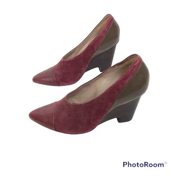 10 Crosby Derek Lam red suede and leather boots wedges size 6 - Picture 2 of 8